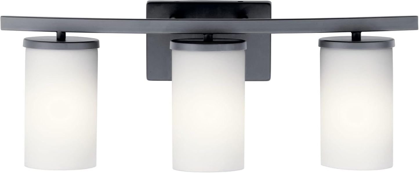 KICHLER 45497BK Crosby Vanity, 3-Light 300 Total Watts, Black