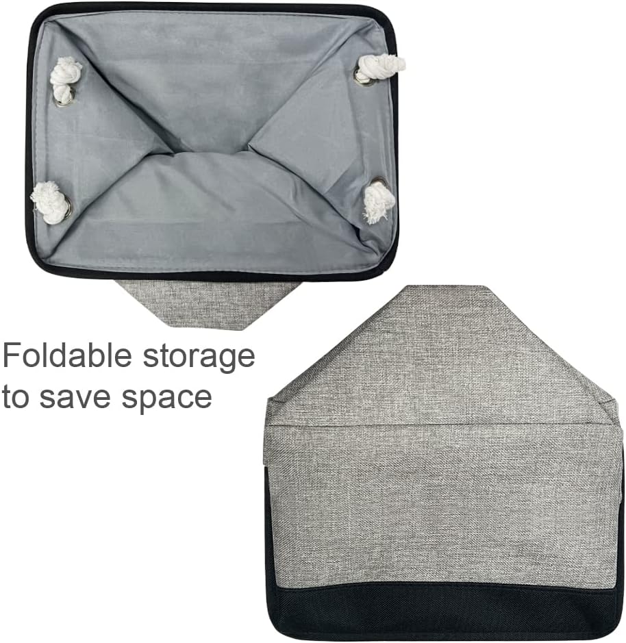 TcaFmac Organization and Storage Basket for Shelves - 16x12x12 inch Large 2 Pack Collapsible Storage Boxs for Organizing, Fabric Storage Cubes for Closet Cloth Toy Books Kids(Black&Grey)