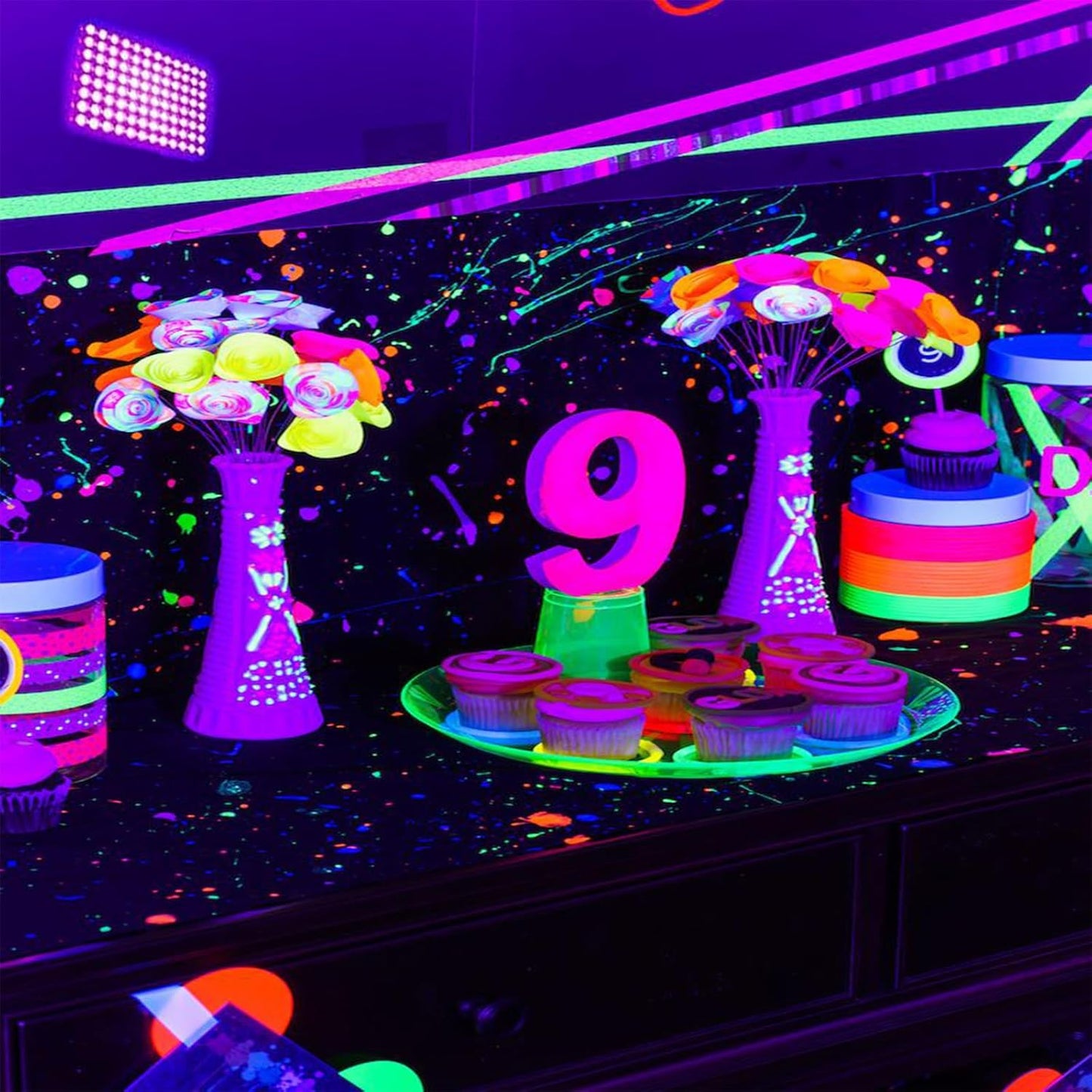 100W Black Lights, Blacklight Flood Light with Plug and Switch,for Glow Party, Halloween, Fluorescent Poster, Stage Lighting, Body Paint