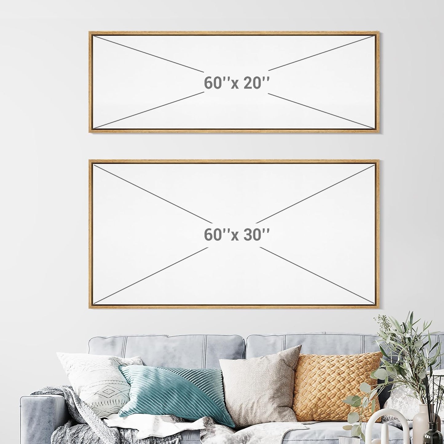 MUDECOR Large Framed Canvas Print Wall Art Lush Summer Garden with Blooming Trees Antique Retro Fine Art Illustrations Decorative Colorful for Bedroom - 60"x20"