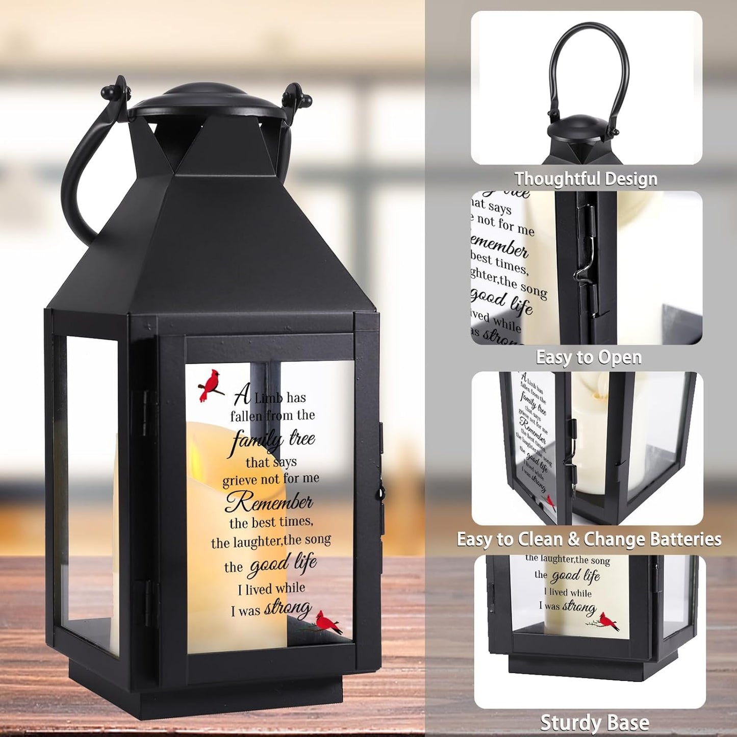Memorial Lantern, Sympathy Gifts for Loss of Mom/Loved One, Bereavement Gifts, in Memory of Loved One Lantern,Celebration of Life, Memorial Gifts, Funeral Lantern,A Limb has Fallen from The Family..