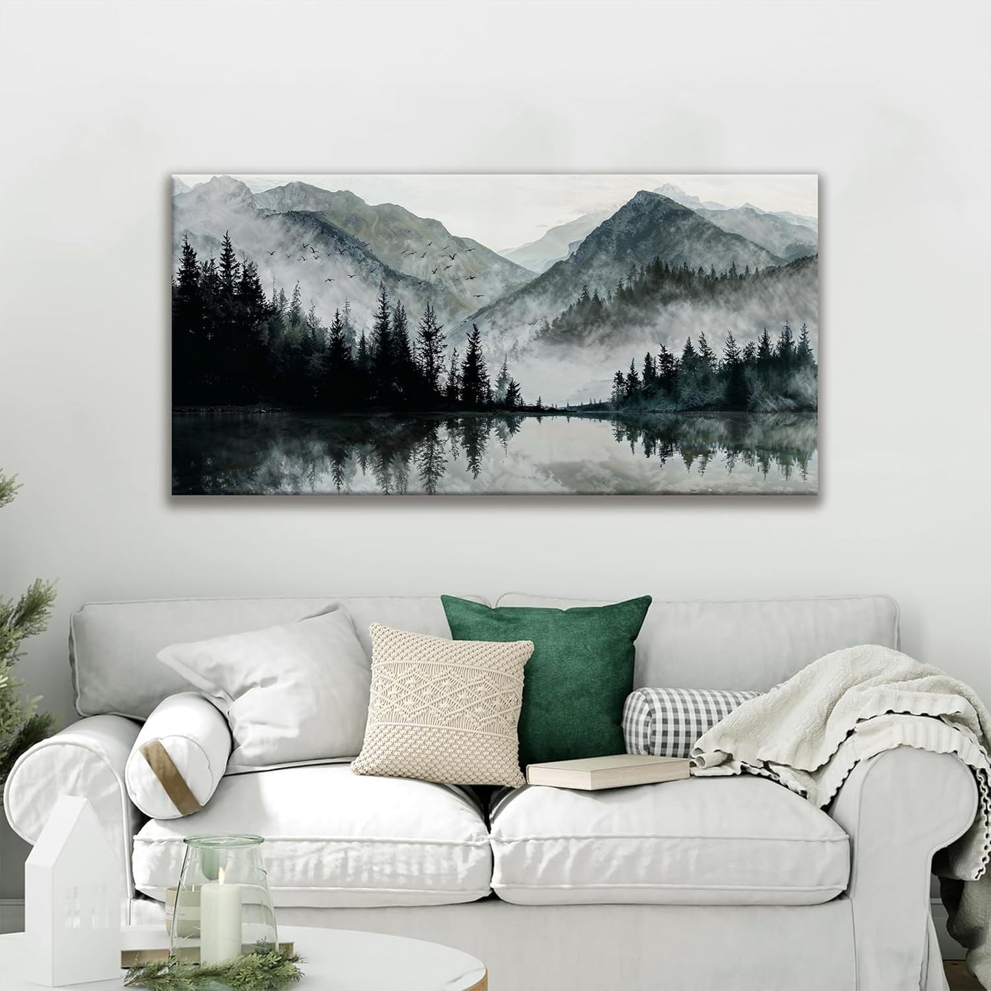 TAIJXAGSG Canvas Art Wall Decor Paintings Art Prints Modern Wall Art For Living Room Decorations Mountain Lake View Landscape Artwork Wall Bedroom Kitchen Office Home Wall Decor Artwork 24"×48"
