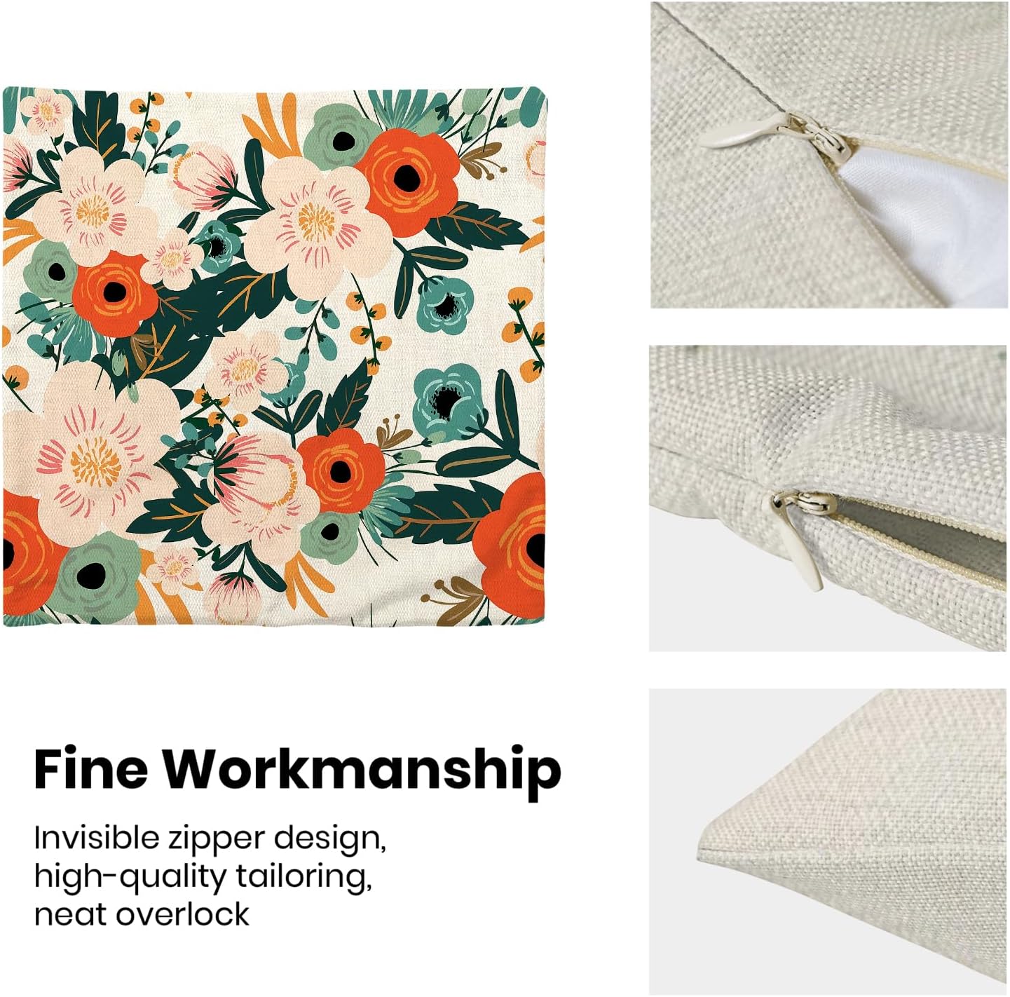 CXMEIFLY Spring Pillow Covers 18 x 18 Inch Set of 2 for Watercolor Flowers Decor Throw Pillows Pink Red Green Plant Floral Outdoor Decorative Cushion Cases for Couch Bed Decorations