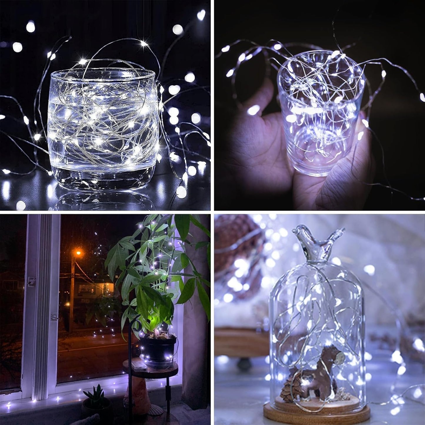 2 Pack 200LED Battery Operated Fairy Lights with Remote, 8 Modes LED String Lights with Timer, Dimmable, Memory Function, Waterproof Twinkle Lights for Outdoor Indoor Christmas Decor(Cool White)