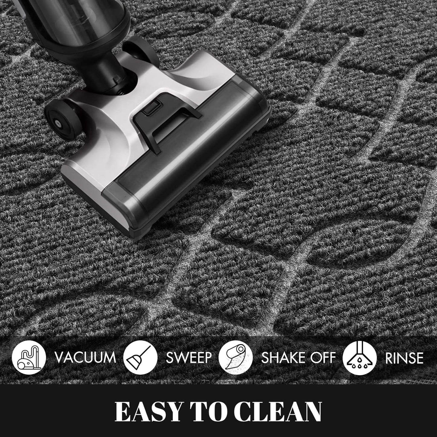 Yimobra Front Door Mat Outdoor Indoor 36x24, All-Season, All-Weather, Heavy Duty Welcome Door Mats Outside Entrance, Non Slip Porch Patio Entrance Mat, Black Gray