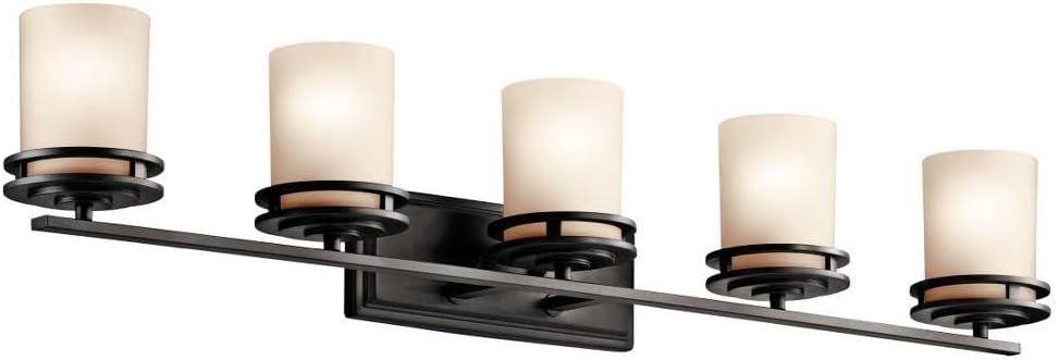 Kichler Hendrik 43" 5 Light Vanity Light with Light Umber Etched Glass Olde Bronze®