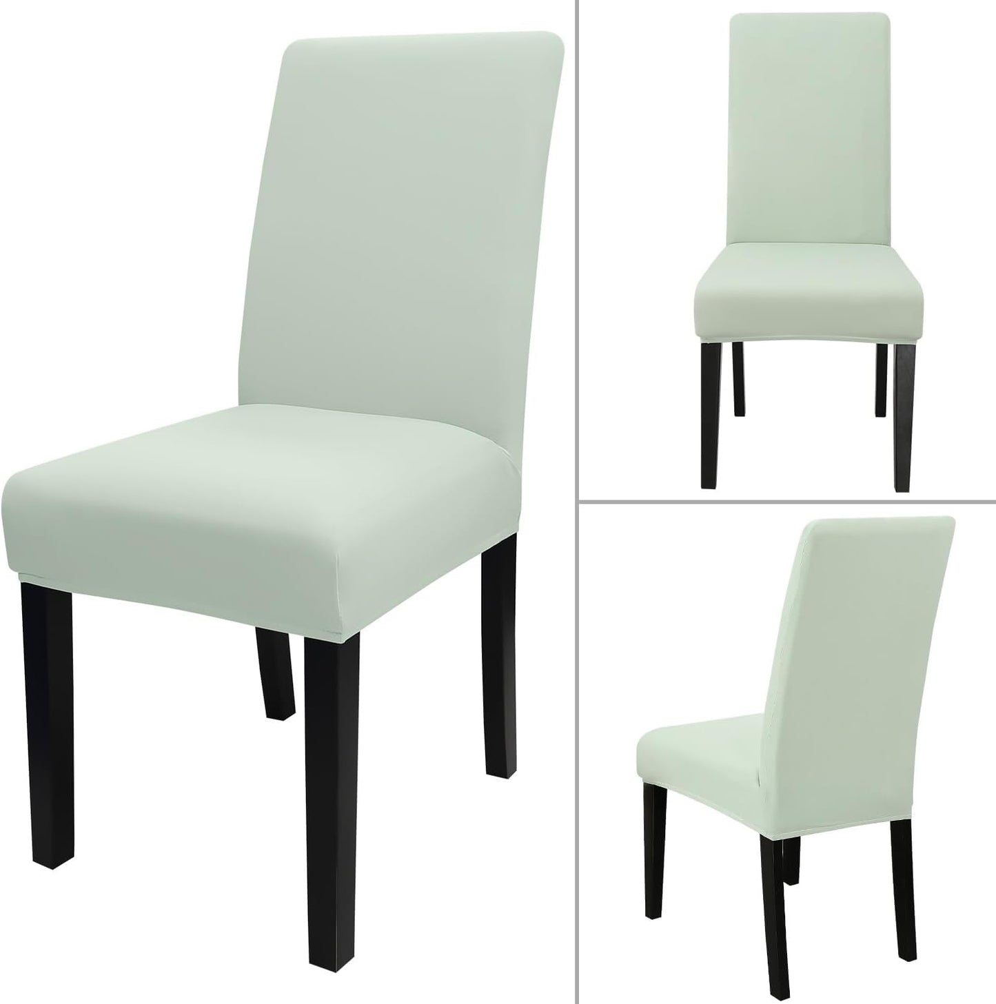 JQinHome Smoke Green Chair Covers for Dining Room Set of 2, High Stretch Removable Washable Parsons Chair Slipcover for Home Party Hotel Wedding Ceremony (2PCS,Smoke Green)