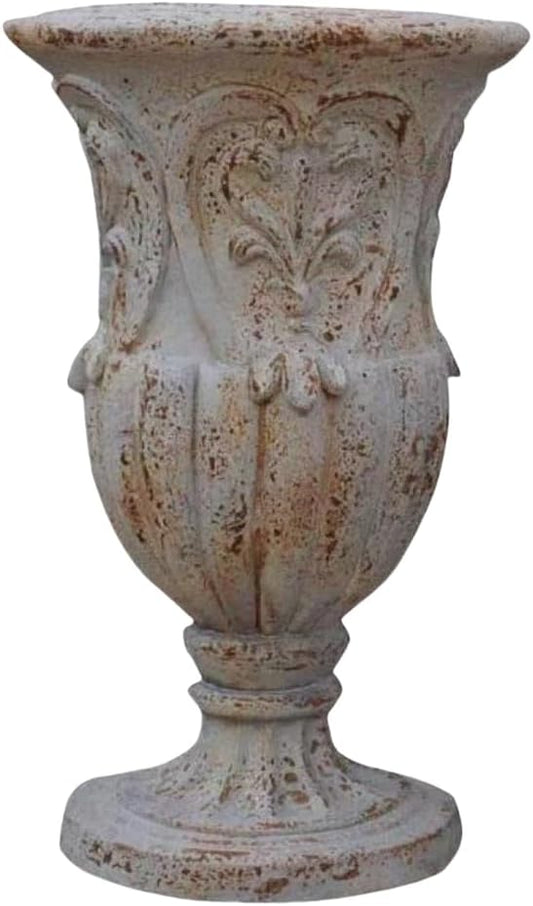 Vintage European Giant Garden Urn Planter, Decorative Cement and Fiber Flower Pot, Make Rust Finished, Wrap Foam Safely Delivered from Local Warehouse (Vintage, Large)