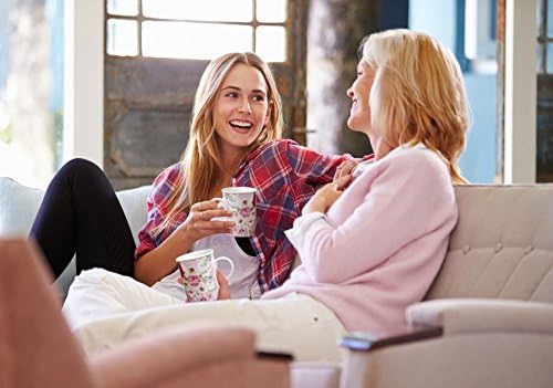 Lightahead Elegent Bone China 2 Coffee Tea Mugs set floral Design in attractive gift box 11 oz each