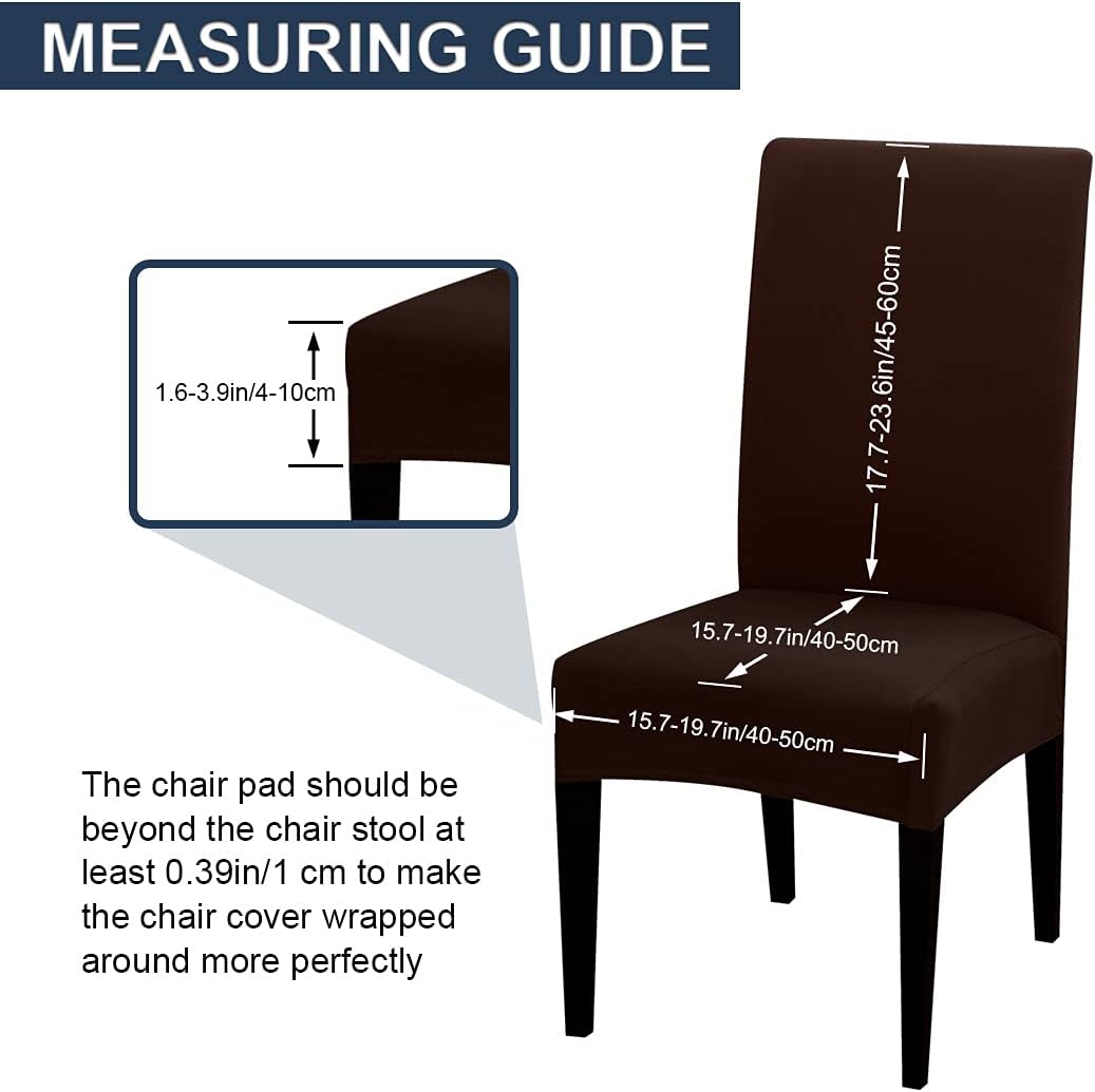 JQinHome 6 Pcs Dining Chair Slipcover,High Stretch Removable Washable Chair Seat Protector Cover for Home Party Hotel Wedding Ceremony (Pack of 6, Coffee)