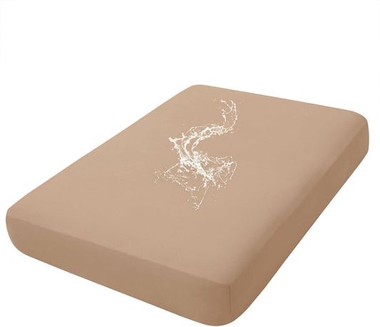 hyha Waterproof Couch Cushion Covers, Stretch Sofa Couch Seat Slipcover for Dog Washable, Non-Slip Waterproof Outdoor Cushion Covers for Patio Furniture Replacement (1 Piece for Large, Camel)