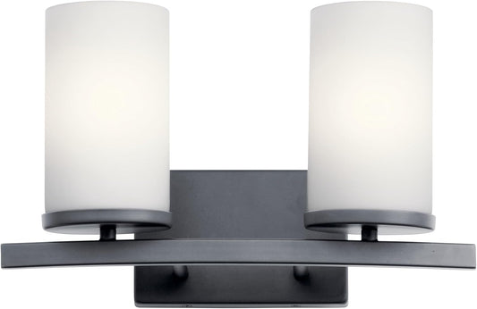 KICHLER 45496BK Crosby Vanity, 2-Light 200 Total Watts, Black