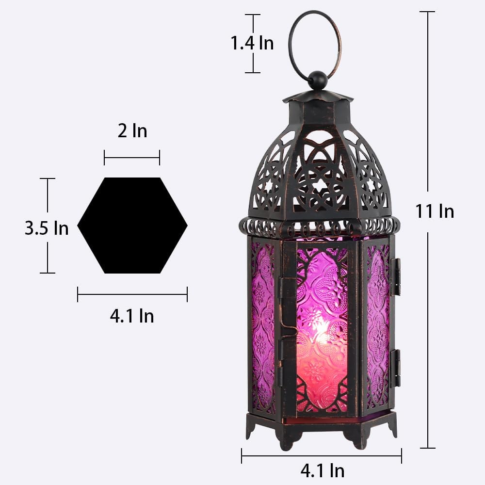 NEEDOMO Halloween Decorations,11'' Moroccan Lanterns Decorative Indoor & Outdoor, Vintage Christmas Candle Holder, Metal Lanterns Decorative, Table, Patio, Porch, Shelf, Christmas Spring Home Decor