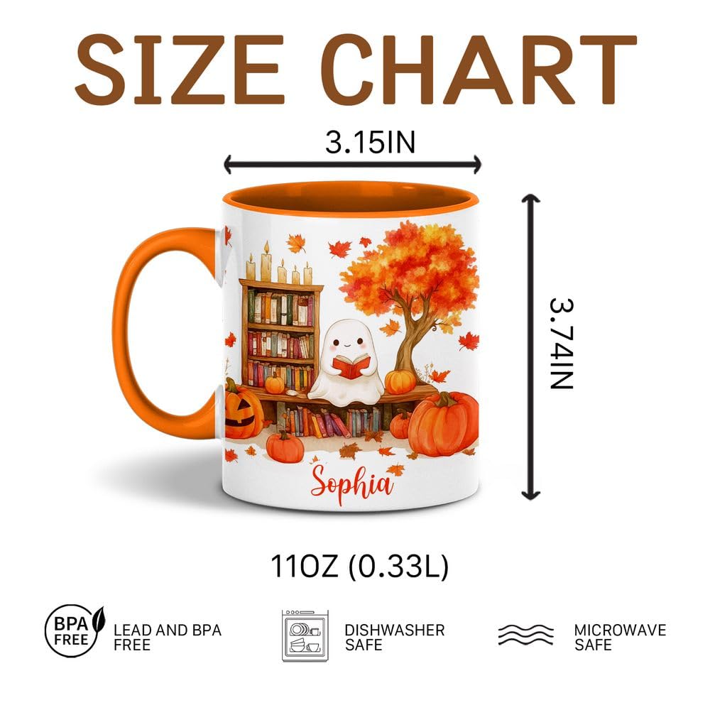 Personalized Fall Ghost Coffee Mugs - Ghost Lover Mugs Gift for Women Men - Fall Autumn Decor Gifts For Home Farmhouse Thanksgiving - Happy Fall Y'all Mug - 11oz Printed Ceramic Mug