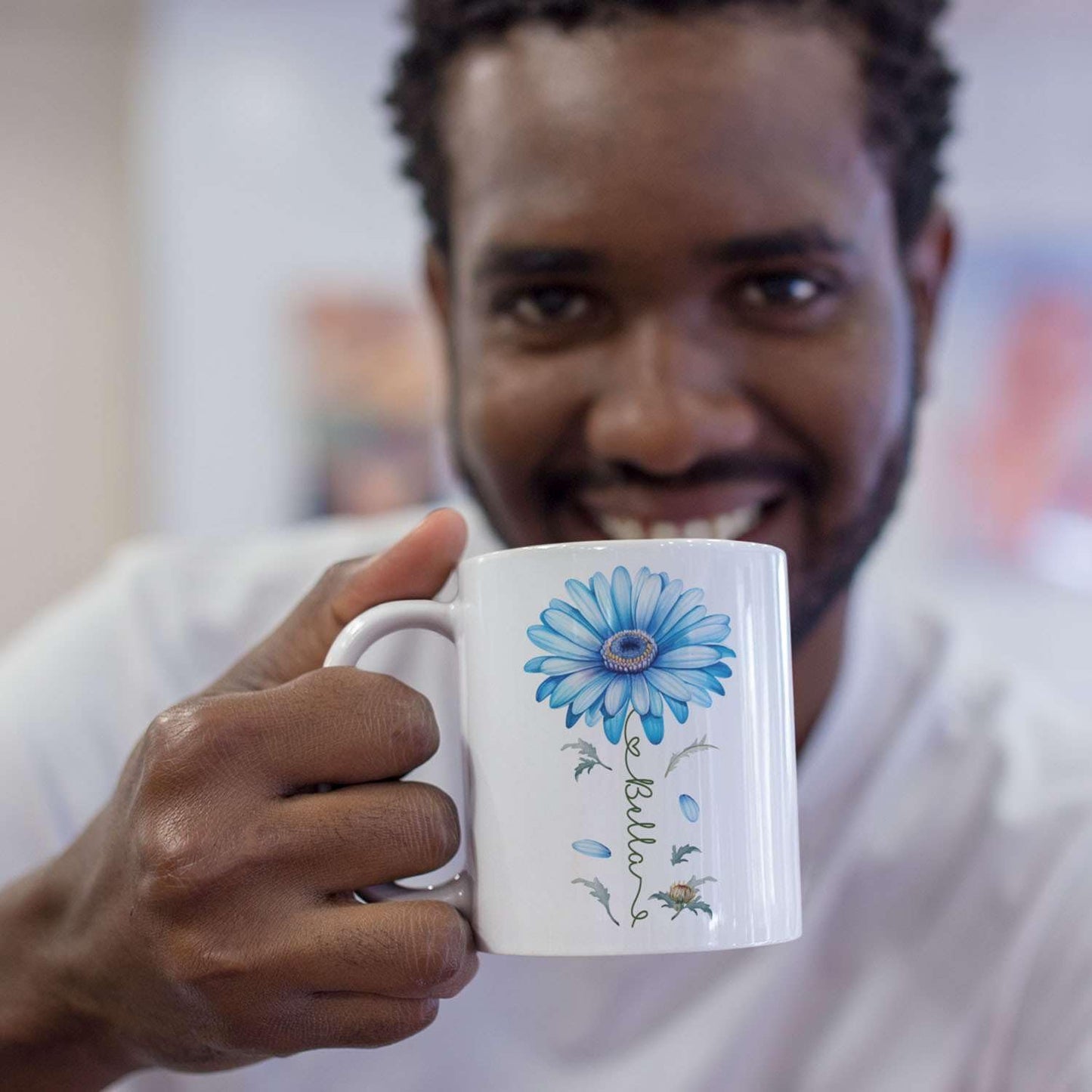 Adorable Gerbera Daisy Flower Mug, Customized Flower Themed Cup With Name, Novelty Daisy Flower Accent Mug 11oz 15oz, Custom Daisy Lover Coffee Cup, Personalized Flower Mug For Birthday