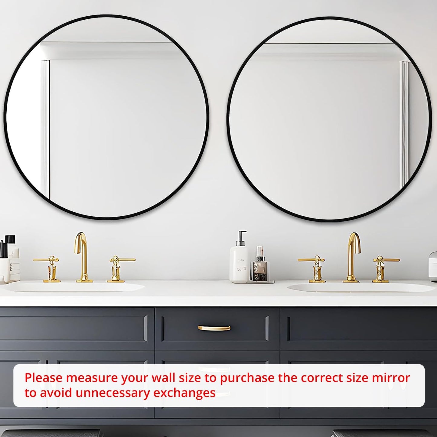 Fabuday Black Round Mirror 39 Inch - Big Circle Wall Mirror for Bathroom, Living Room, Hallway, Entryway, Matte Aluminum Frame Large Circular Mirrors for Wall Decor