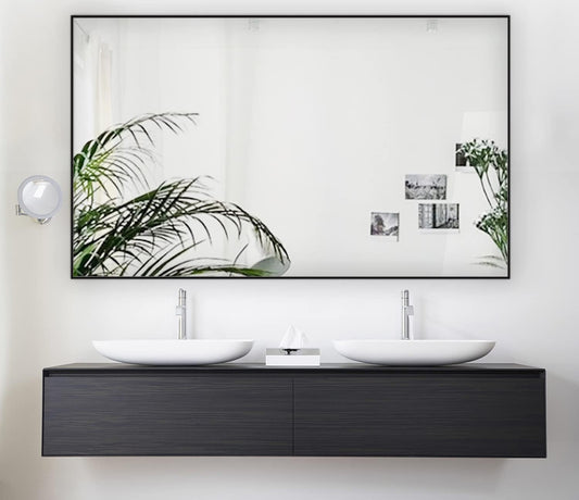 Bathroom Wall Mirror, Decorate Bathroom Mirrors for Wall, Rectangle Modern Bathroom Wall Mounted Mirror Vertical or Horizontal Hanging for Living Room (Black Framed 40’’ x 24’’)