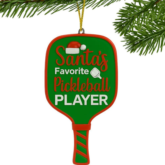 Santa’s Favorite Pickleball Player Christmas Ornament – Holiday Pickleball Paddle Tree Decoration – Funny Gift for Pickleball Lovers, Players & Coaches – Resin Ornament with Gift-Ready String