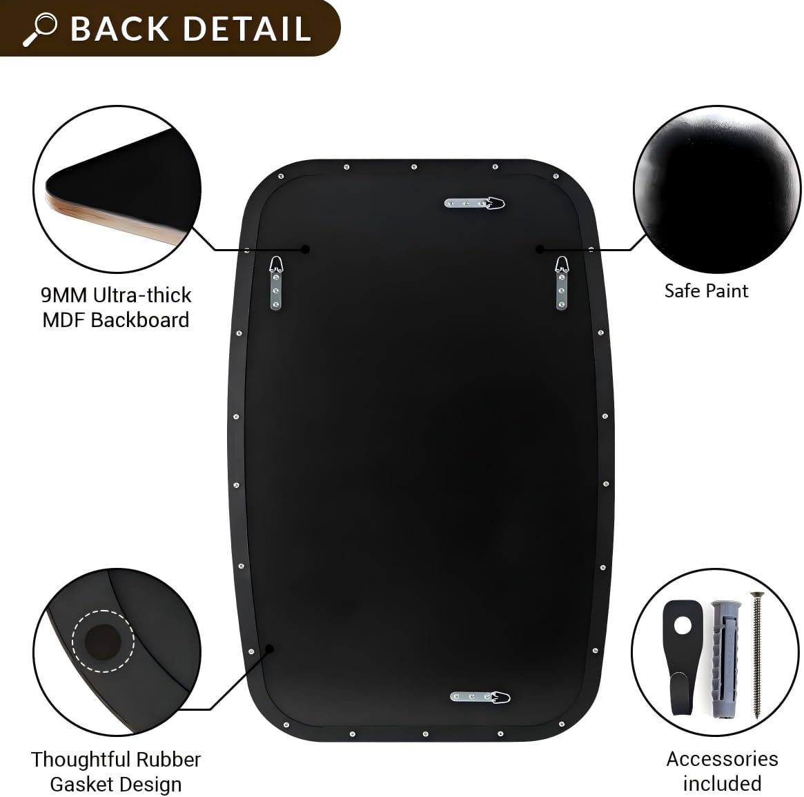 ANDY STAR Bronze Bathroom Mirror, 24x32 Oblong Vanity Mirror with Stainless Steel Metal Frame, Oil Bronze Oval Mirror for Over Sink, Modern Anti Rust Wall Mounted