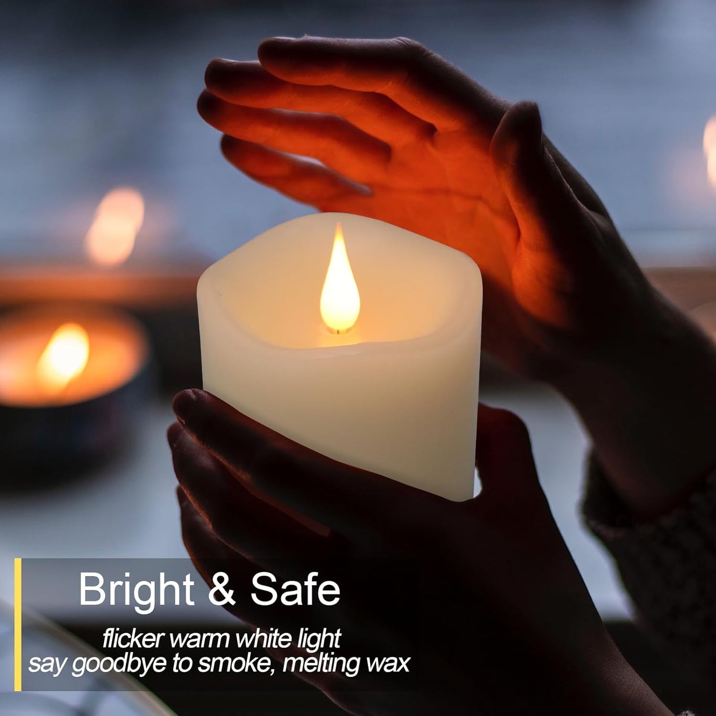 Flameless Candles Battery Operated with Remote Timer, 3D Moving Flame Flickering, Last 600+ Hours Battery Candles, 3" x 4" Ivory Real Wax Electric LED Candle for Wedding Party, Set of 2