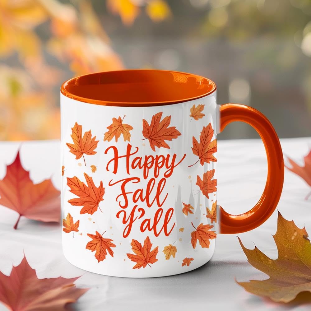 Personalized Fall Ghost Coffee Mugs - Ghost Lover Mugs Gift for Women Men - Fall Autumn Decor Gifts For Home Farmhouse Thanksgiving - Happy Fall Y'all Mug - 11oz Printed Ceramic Mug