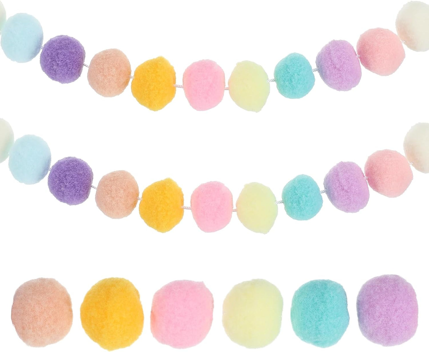 PATIKIL 13Ft Pom Pom Garland Decorations, 2Pcs Colorful Felt Ball Garland Banner Cute Rainbow Pompom Hanging Decorations for Tree Ornaments Homes Decor, 10 Colors