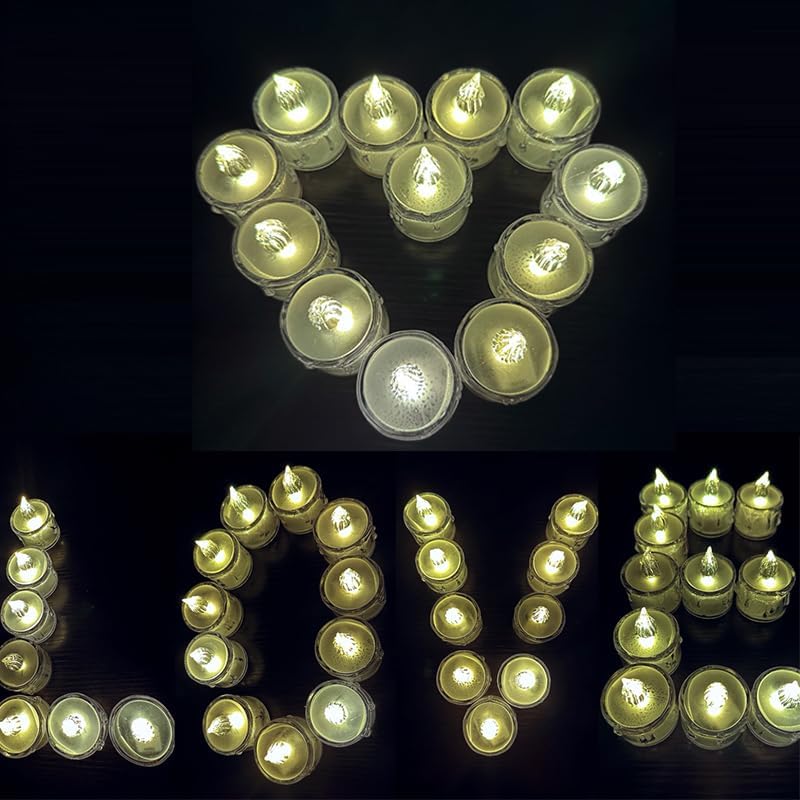 24-Pack Crystal Flameless Tea Lights – Battery Operated LED Candles with Realistic Flicker for Easter Decorations, Wedding Centerpieces, Halloween Party & Holiday Gift Box (Set of 24)