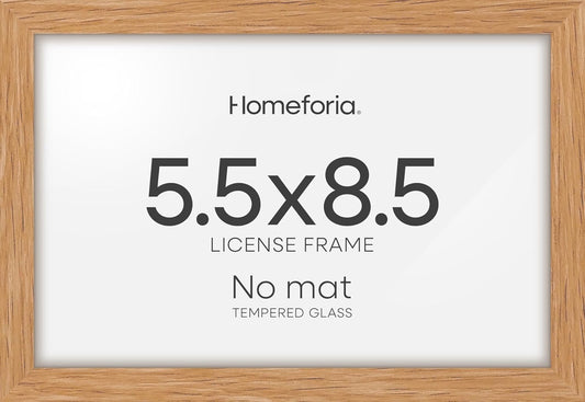 Homeforia 5.5x8.5 Business License Frame Wood, High End Natural Oak 5.5 x 8.5 Certificate Frame, 8.5x5.5 Document Frames for Wall or Tabletop, Wooden Picture Frames, Tempered Glass, Wall Kit, Set of 1