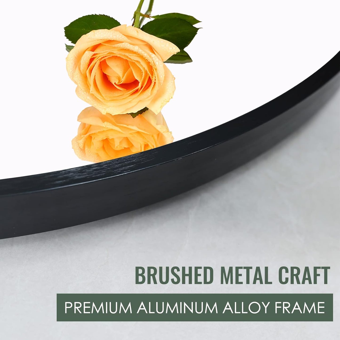 BEAUTYPEAK Circle Mirror Black 36 Inch Wall Mounted Round Mirror with Brushed Metal Frame for Bathroom, Vanity, Living Room, Bedroom, Entryway Wall Decor (Black, 36 Inches)