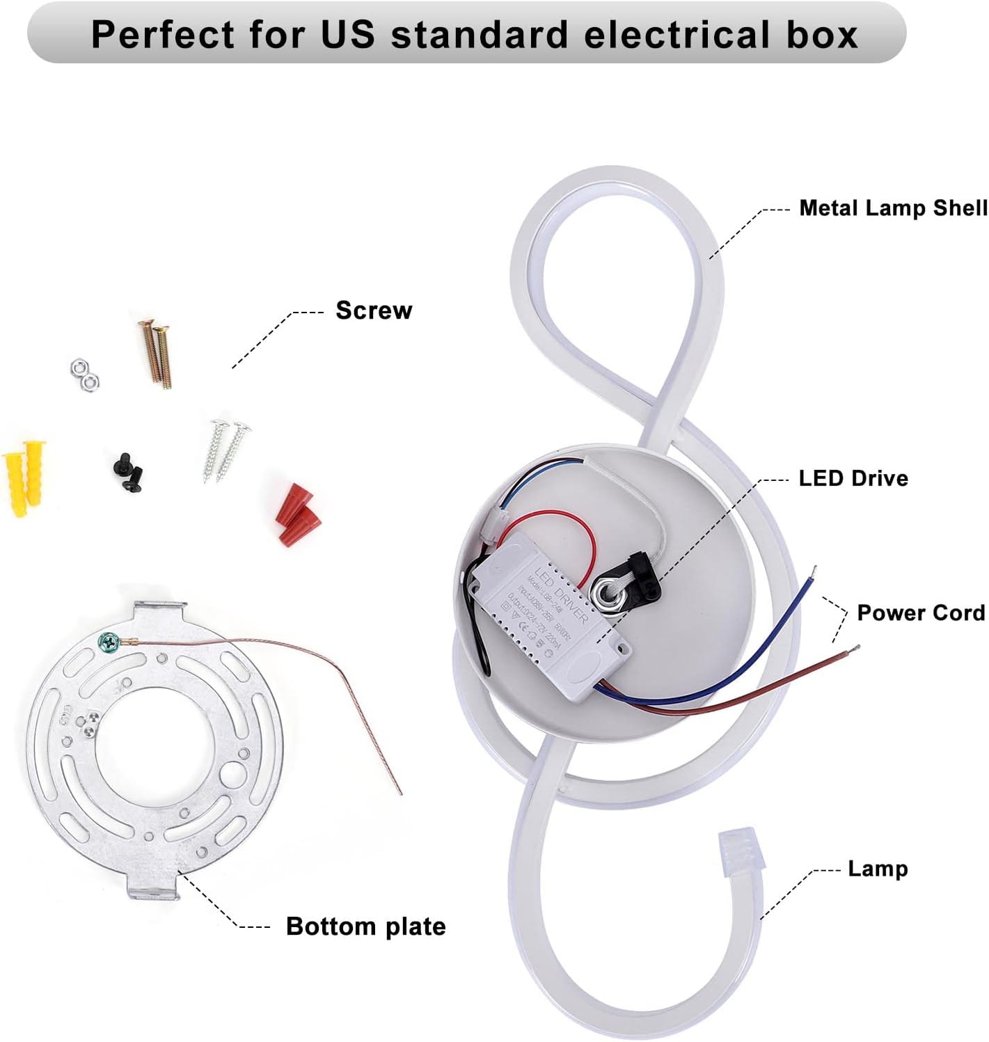 XEYOU 22W Modern Wall Sconce Lighting Indoor LED Creative Wall Light Fixture Music Symbol Art Decoration Wall Lamp for Living Room Bedroom Stair Corridor, White 6000K