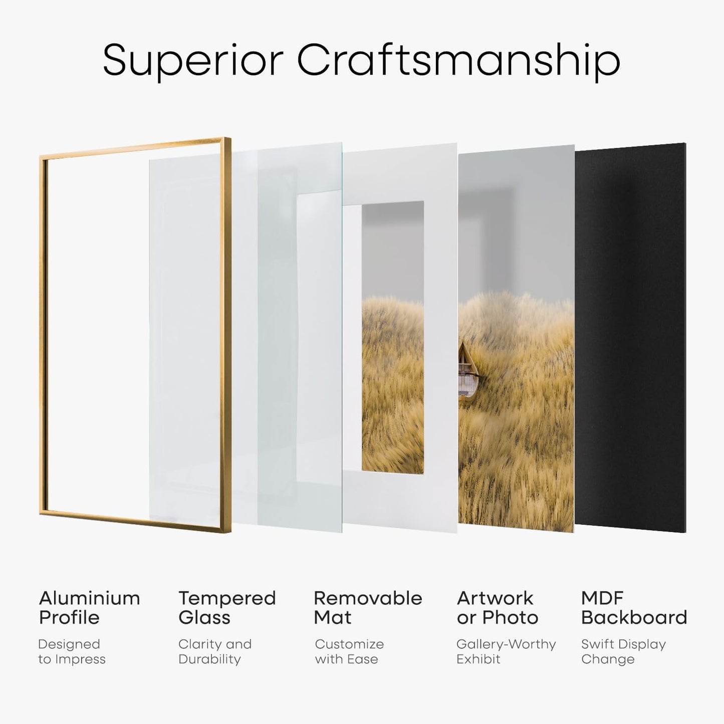 Homeforia Picture 18x24 Bronze Frame, High End Metal 18x24 Brass Poster Frames with Mat 16x20 for Photo, 18 x 24 Frame Matted to 16 x 20 Print, 24x18 Hanging Frames, Tempered Glass, Wall Kit, Set of 1