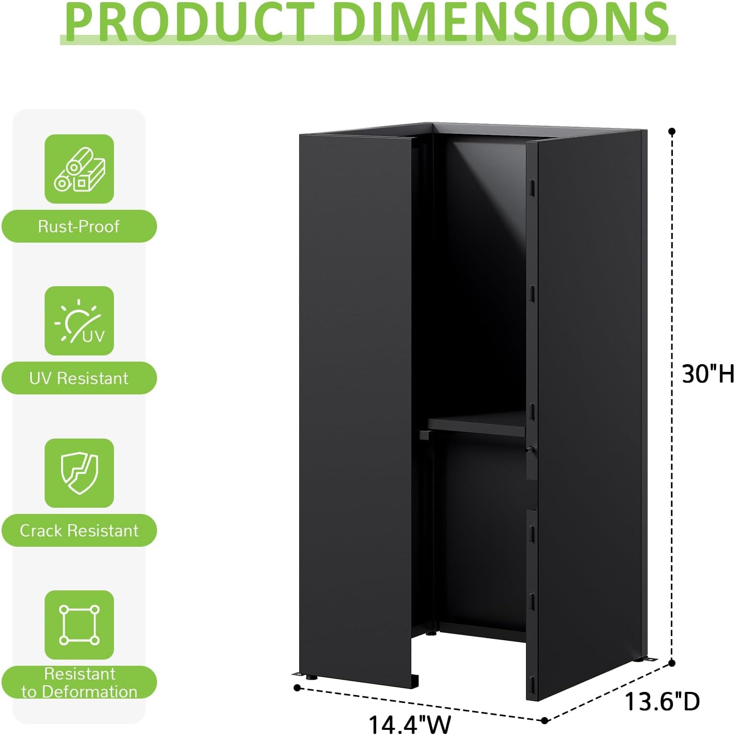 Set of 2 Planter Box Outdoor 30"H x 14.4"W x 13.6"D- Tall Planters for Outdoor Patio/Porch, All-Weather with Anti-dumping Kit, Durable Galvanized Steel, Modern Design for Plants, Flower, Garden