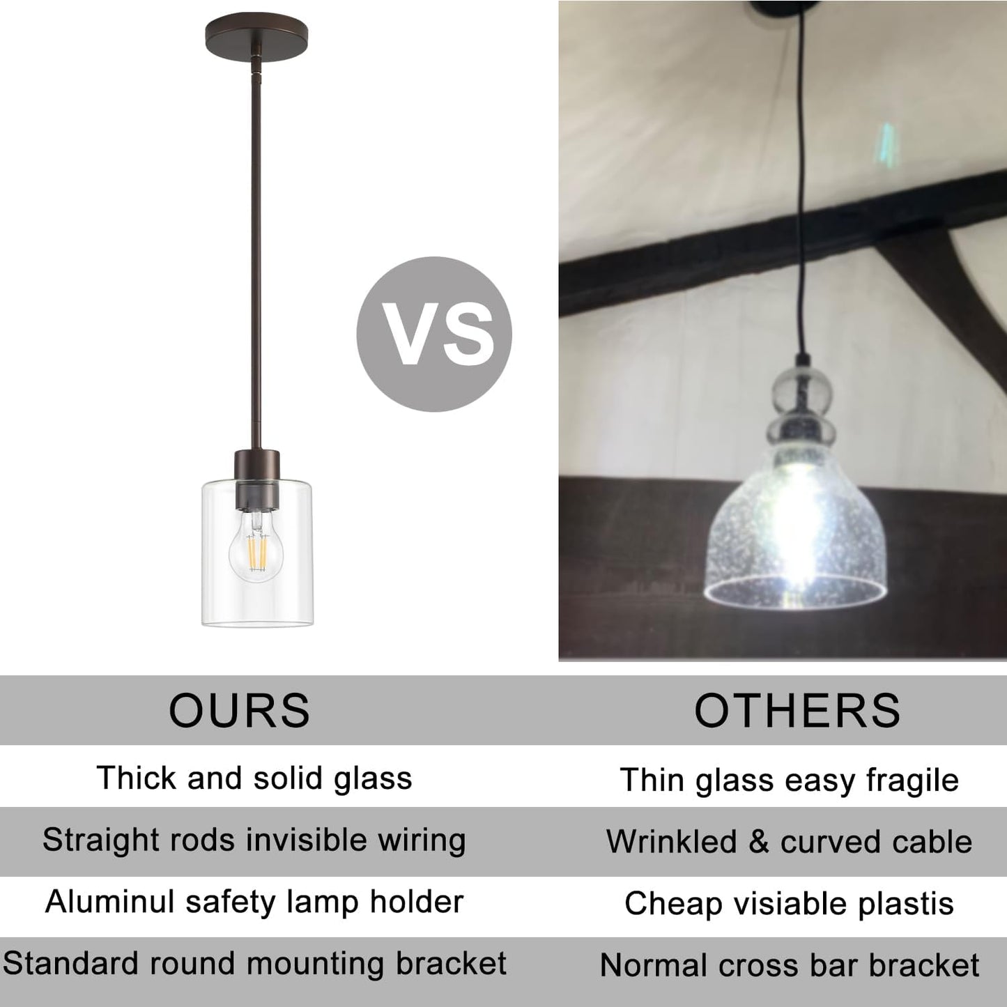 Oil Rubbed Bronze Pendant Lights Kitchen Island - Clear Glass Pendant Light Fixture Multiple Stems Rods 3 Units 12 Inch 3 Units 4 Inch (1 Pack Oil Rubbed Bronze Downrod)