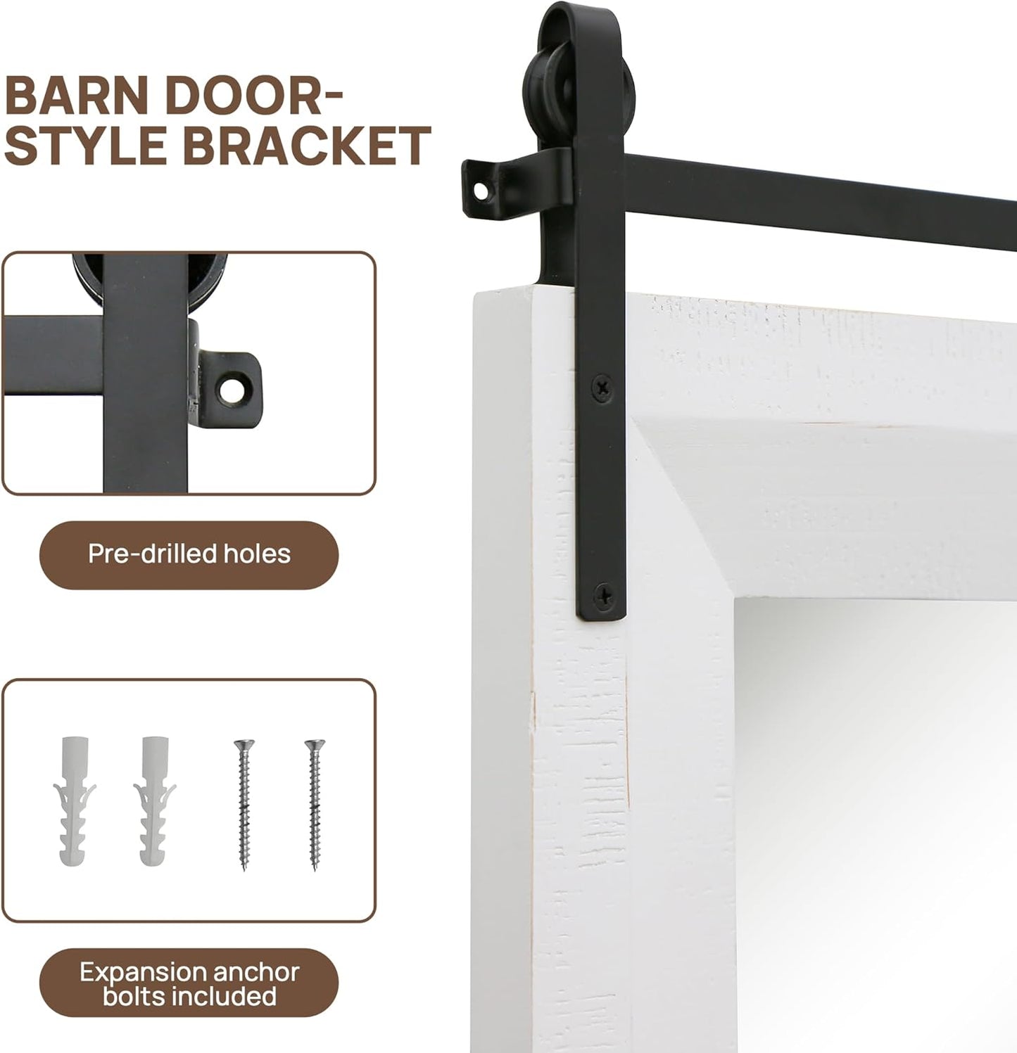 ALBAD Farmhouse Wood Framed Wall Mirror, Natural Wood and Framed Wall Mounted Bathroom Vanity Mirror for Farmhouse Decor, Vertical or Horizontal Hanging