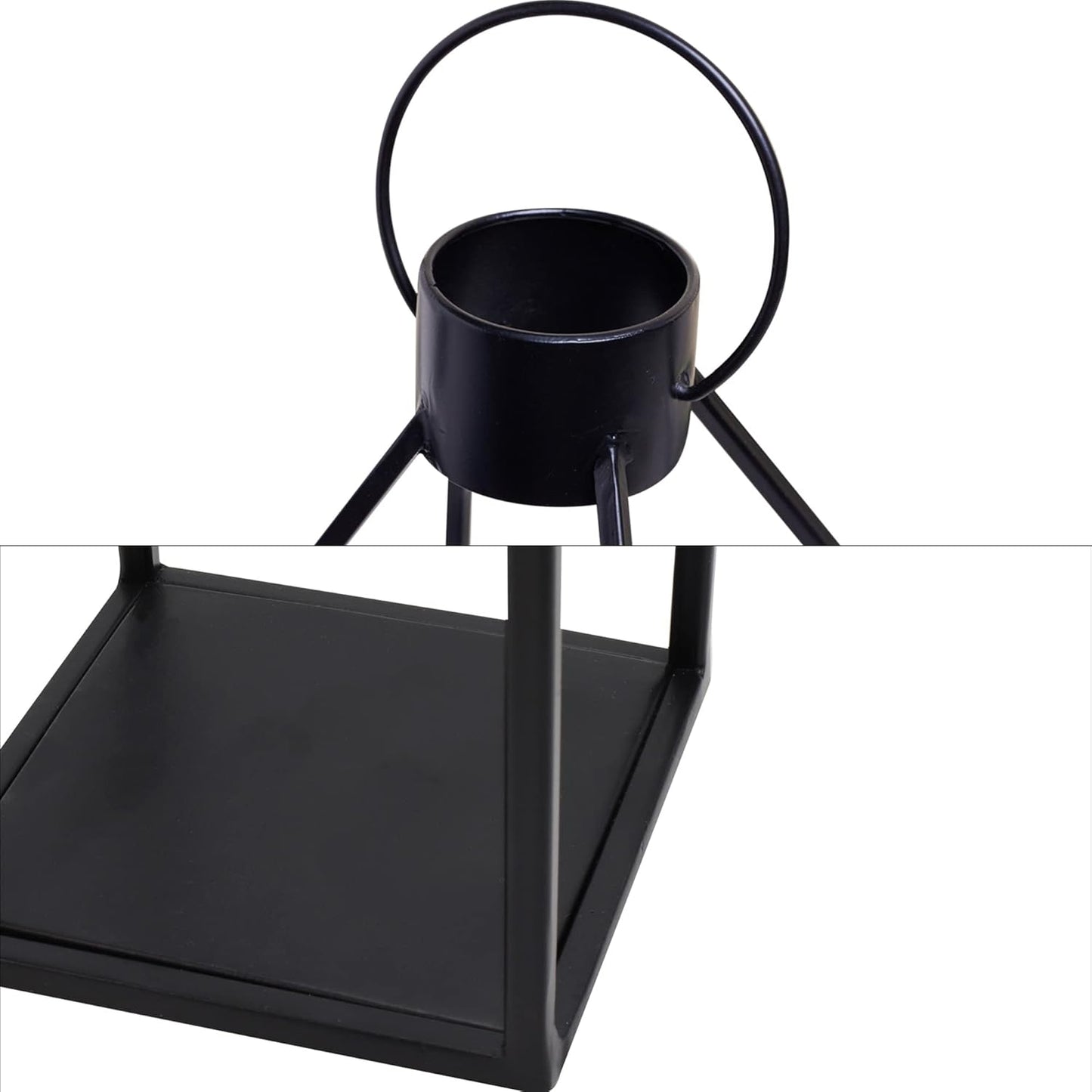 HPC Decor 22'' 19'' Lanterns Decorative w/ Flickering Timer Candles- Large Tall Black Metal Candle Lanterns Set of 2- Modern Farmhouse Decor for Indoor,Outdoor,Tabletop,Porch (No Glass)