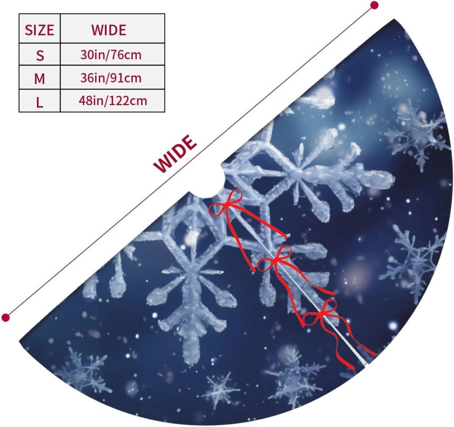 36" Blue Snowflakes Christmas Tree Skirt, Tree Mat Base Cover for Xmas Festive Holiday Party Decoration Ornaments