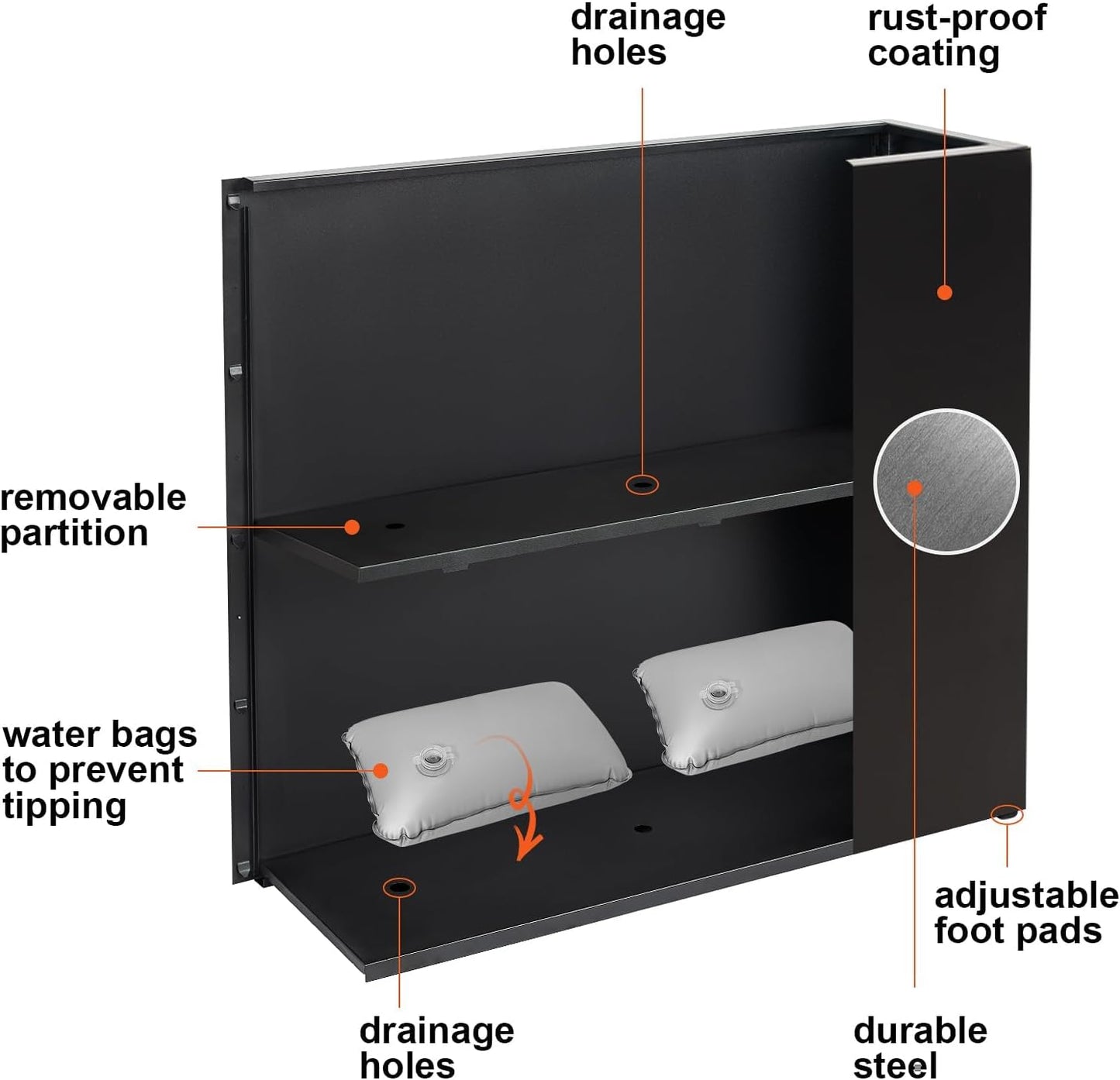 Metal Large Rectangular Planter Box Outdoor 30" H x 34" W x 10" D,Tall Flower Pot with Quick Installation,Long Black Planters for Outdoor Plants with Drainage Holes for Plants,Patio,Garden