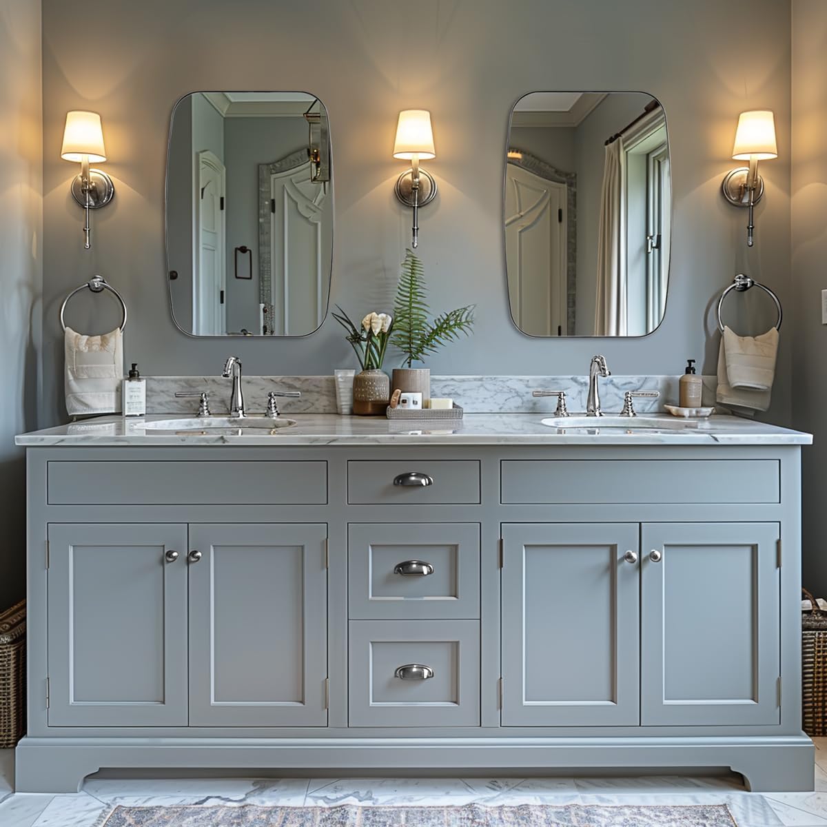 ANDY STAR Chrome Bathroom Mirror, 24x36 Inch Polished Chrome Oval Mirror for Bathroom with Stainless Steel Metal Frame, Oblong Mirror for Living Room, Entryway