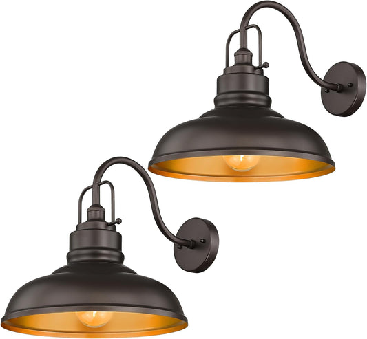 zeyu 2 Pack Gooseneck Barn Lights Outdoor, Outdoor Wall Sconces for Porch Patio, 18" Farmhouse barn Lights in Oil Rubbed Bronze Finish, 016-1BL-2 ORB