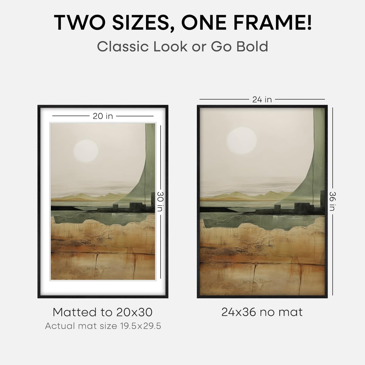 Homeforia 24x36 Black Wood Frame, High End Oak 24x36 Large Wooden Poster Frames with Mat 20x30 inch Photo, 24 x 36 Picture Frame Matted to 20 x 30, 36x24 Thin Frame, Tempered Glass, Wall Kit, Set of 1
