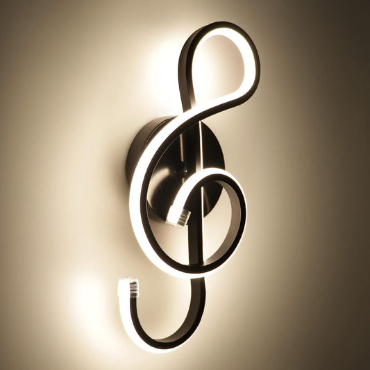 XEYOU 22W Modern Wall Sconce Lighting Indoor LED Creative Wall Light Fixture Music Symbol Art Decoration Wall Lamp for Living Room Bedroom Stair Corridor, Black 4500K