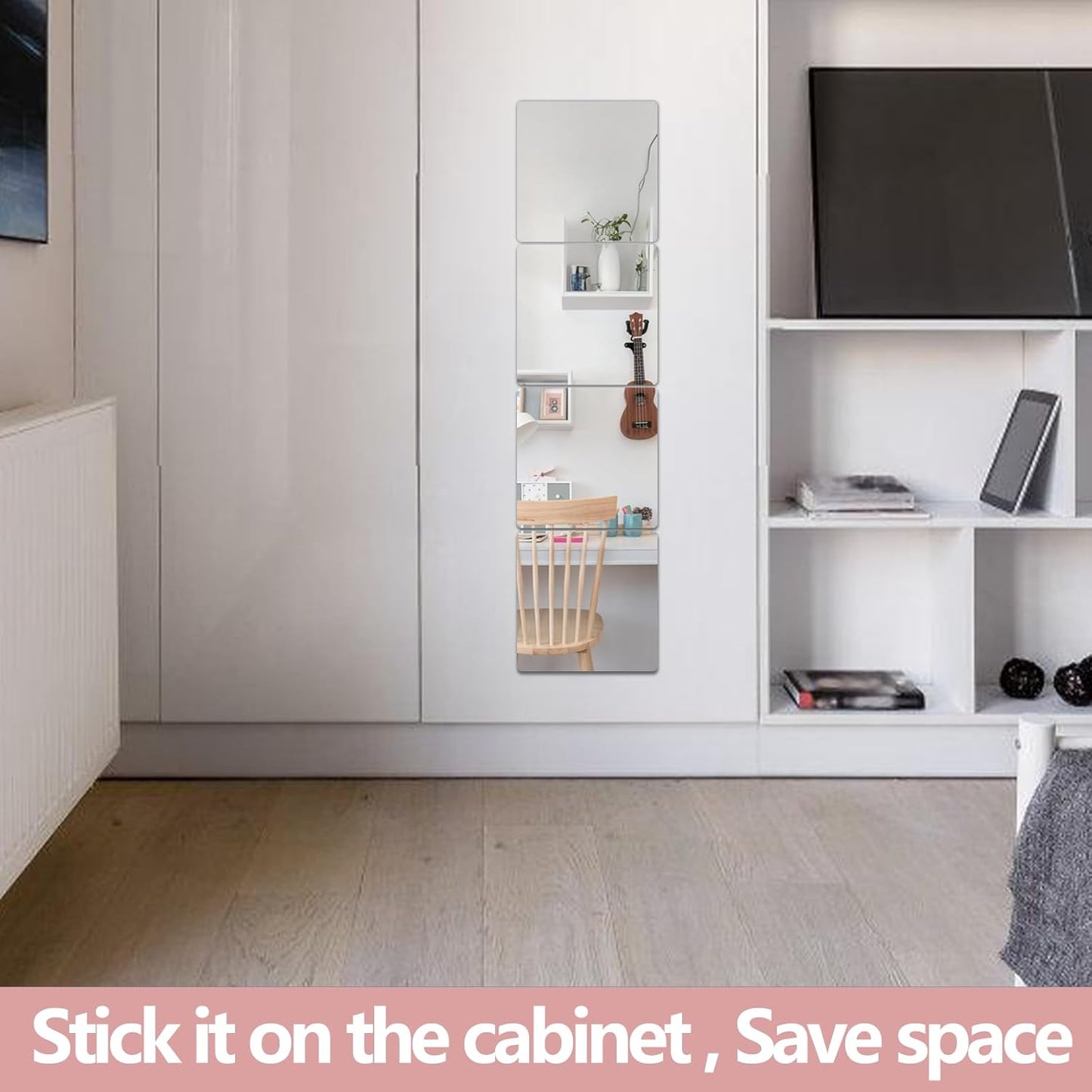 Unbreakable Full Length Wall Mirror,Mirrors for Bedroom,Over The Door Mirror,4 Pcs 12"x12",Shatterproof Plexiglass Acrylic,Long Closet,Workout for Home Gym Body Mirrors for Bedroom