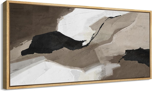 MUDECOR Extra Large Framed Canvas Print Wall Art Abstract Earth Tones Illustrations Antique Retro Fine Art Illustrations Decorative Colorful for Bedroom - 60"x30"