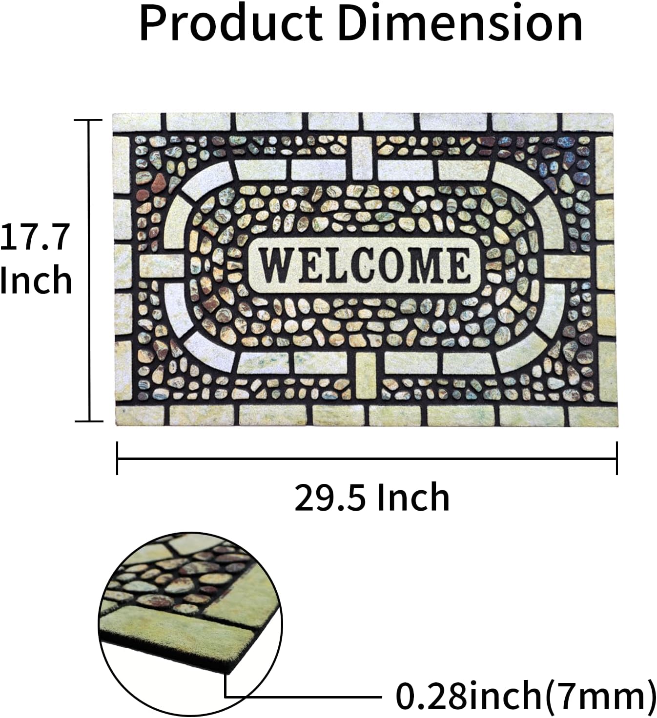 Door Mat Welcome Mat, Heavy Duty Door Mat 17.7 x 29.5 Inch Front Door Mat Rug Doormat for Outdoor Entrance Home Non-Slip Rubber Rug for Front Door, Outside, Entryway, Patio (Yellow Welcome)
