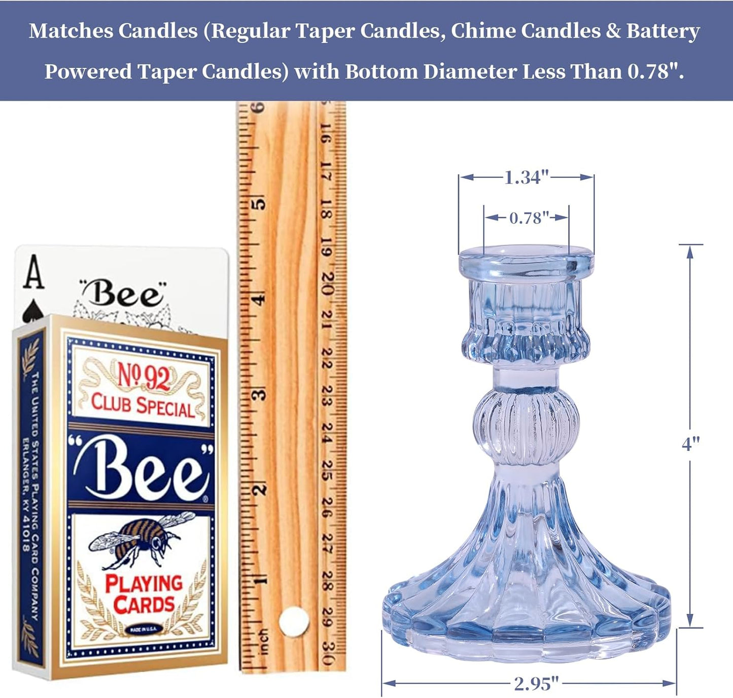 12PCS Blue Candlestick Holders Set- 4" H Taper Candle Holders, Glass Candle Holders Bulk for Wedding, Party, Home Table Centerpieces, Festival Gifts & Windowsill Decor