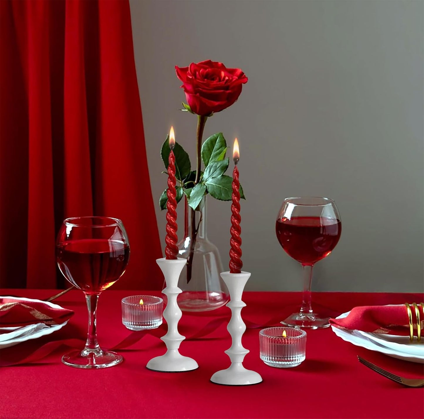 Rely+ White Candle Holders Set of 2 Decorative Centerpiece Table Candlesticks Holders for Taper Candles Home Decor Candle Holders for Dinner Party Wedding Decorations