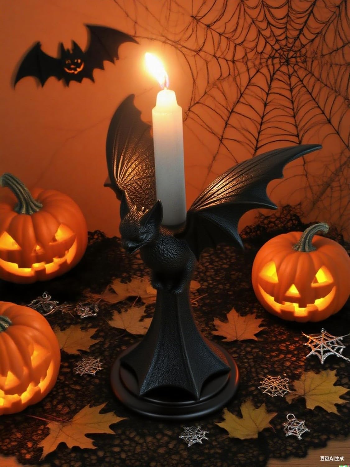 Gothic Candle Holder Raven Decor Owl Candle Sticks Holder Decor Mystical Dark Accents for Home & Parties (Bat)