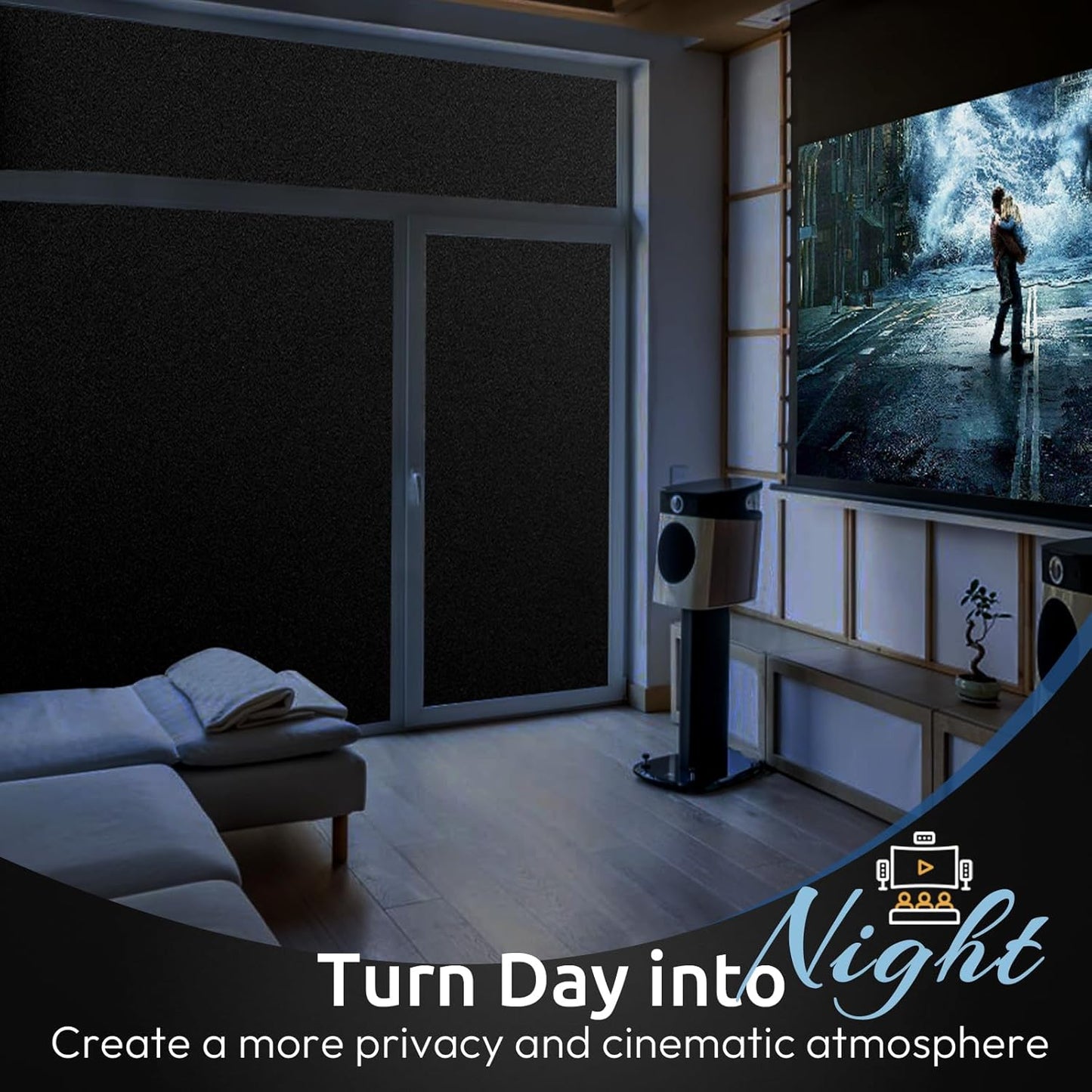 rabbitgoo Blackout Window Film, Sun Heat Blocking Privacy Cover for Glass, Removable Opaque Room Darkening Dark Black Out Window Covers Tint Shades for Home Day Sleep Light Blocker 23.6 x 78.7 Inches