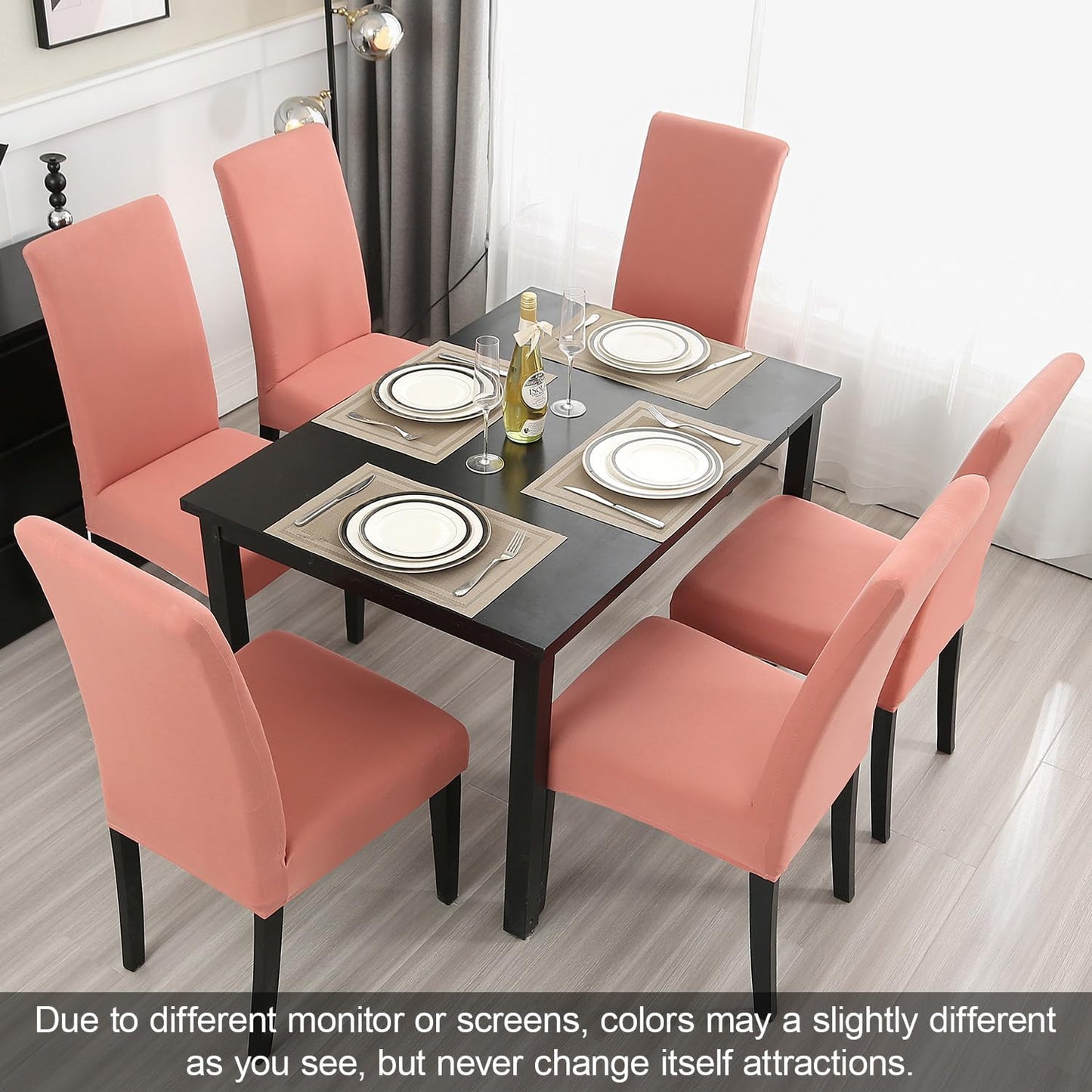 JQinHome Terra Cotta Chair Covers for Dining Room Set of 6, High Stretch Removable Washable Parsons Chair Slipcover for Home Party Hotel Wedding Ceremony (6PCS,Terra Cotta)