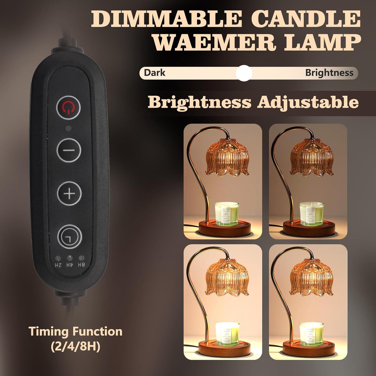 GEEZO Fragrance Candle Warmer Lamp，Electric Candle Warmer with Timer & Dimmer，Mom Christmas Birthday Gifts for Women, House Warming Gifts New Home Bedroom Decor